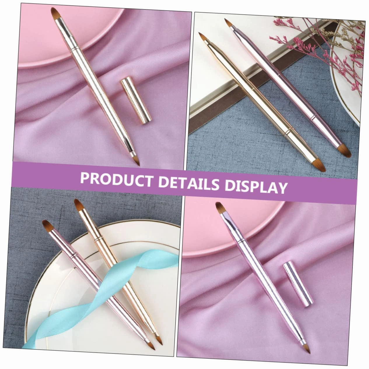 2sets Makeup Brush Alicator Double-ended Lip Lipstick Applicator Lightweight Portable for Home or Salon Use 2pcs*2