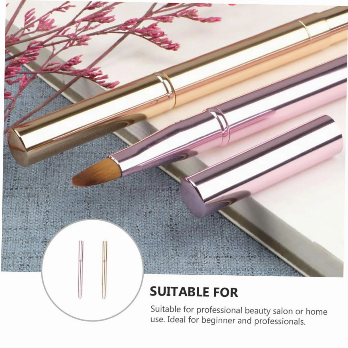 2sets Makeup Brush Alicator Double-ended Lip Lipstick Applicator Lightweight Portable for Home or Salon Use 2pcs*2