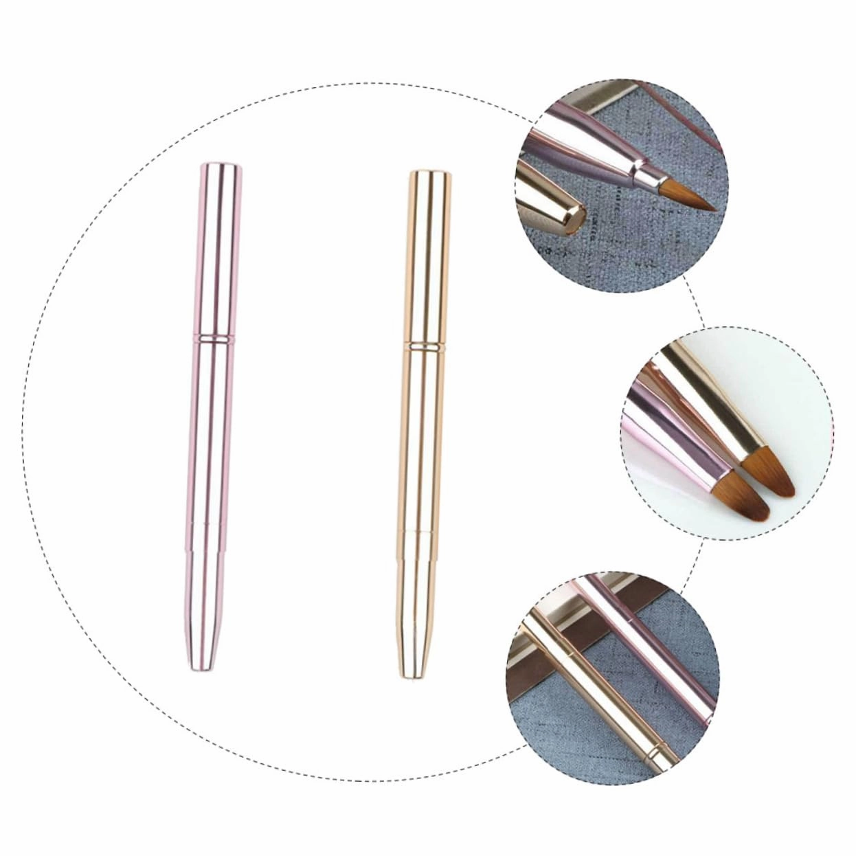 2sets Makeup Brush Alicator Double-ended Lip Lipstick Applicator Lightweight Portable for Home or Salon Use 2pcs*2
