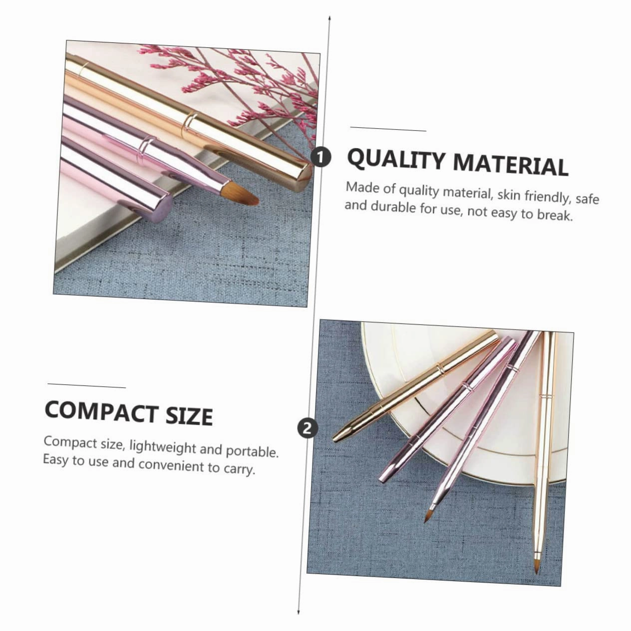 2sets Makeup Brush Alicator Double-ended Lip Lipstick Applicator Lightweight Portable for Home or Salon Use 2pcs*2