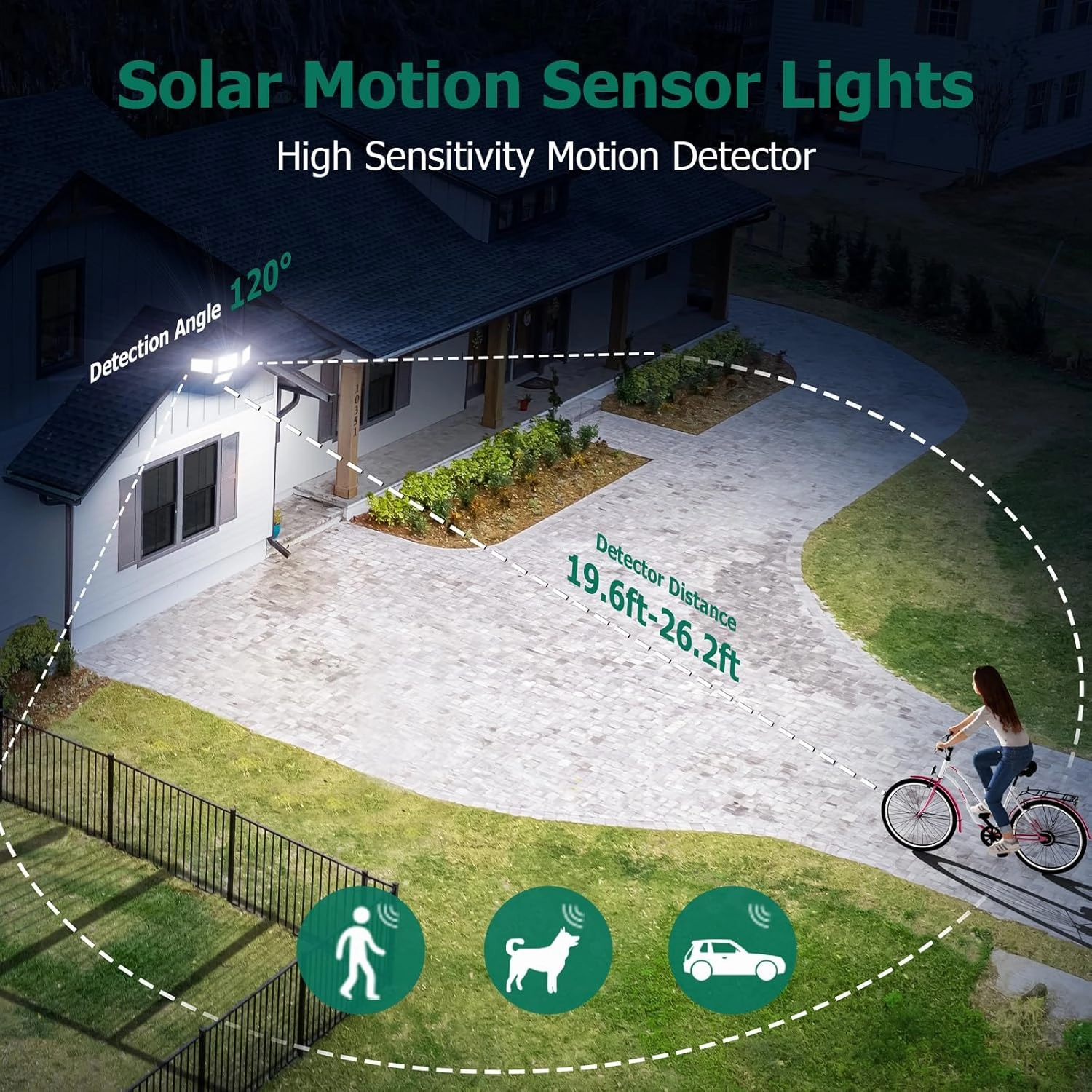 3000LM Solar Lights Outdoor, 4 Adjustable Heads Motion Sensor Lights, 3 Mode, IP65 Waterproof Solar Security Wall Lights, Remote Control Flood Lights, Graden, Outside, Backyard, 3 Pack