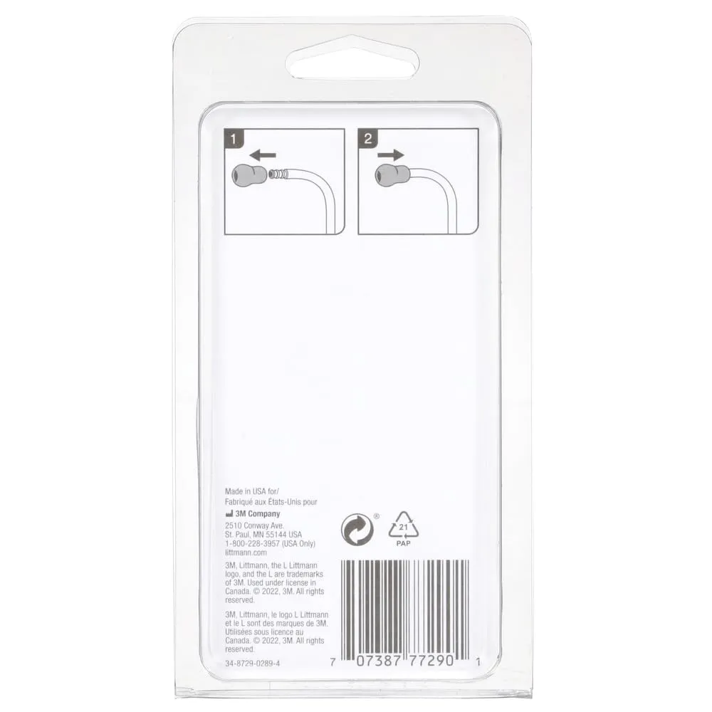 3M™ Littmann® Stethoscope Spare Parts Kit, Snap Tight Soft-Sealing Eartips, Black, Large and Small, 40001