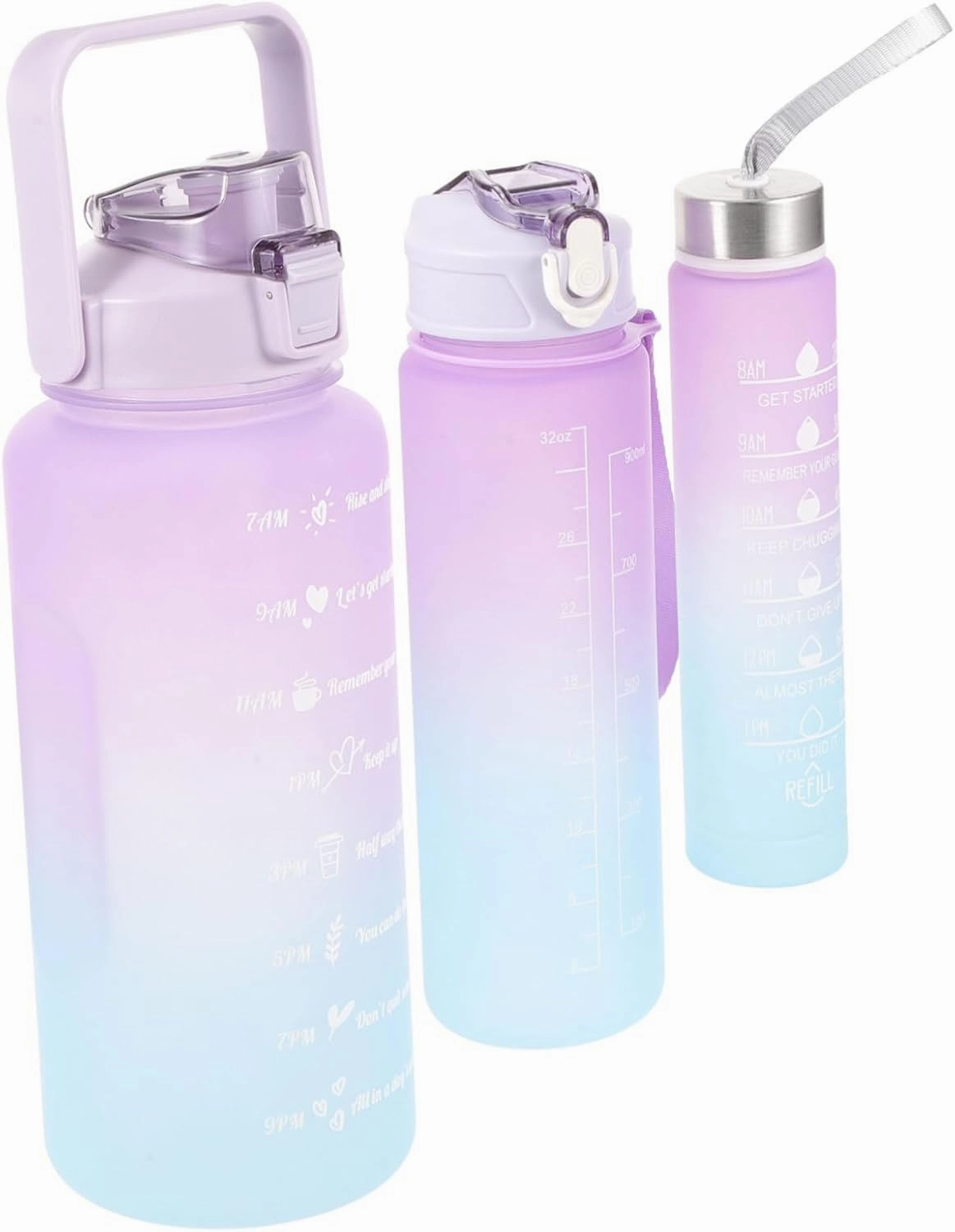 3pcs Gradient Sports Water Bottle Ergonomic Design Lightweight for Gym Hiking Camping Capacity for Daily Hydration and Sharing