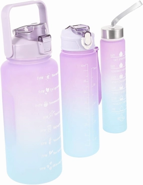 3pcs Gradient Sports Water Bottle Ergonomic Design Lightweight for Gym Hiking Camping Capacity for Daily Hydration and Sharing