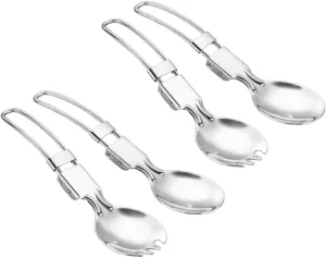 3sets Lightweight Outdoor Camping Utensils Set Folding Fork Spoon Knife 4pcs*3