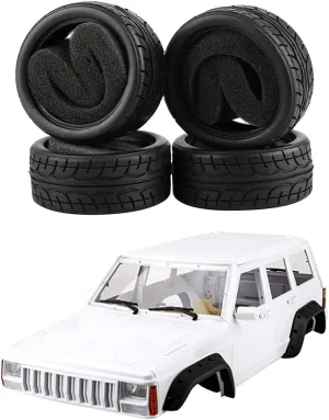 4 PCS Soft Rubber Tires Tyre for RC 1:10 On Road Car, Hard Plastic 12.3inch 313mm Wheelbase Cherokee Body Shell for 1/10 RC Crawler Axial SCX10 & SCX10 II 90046 90047 TRX4