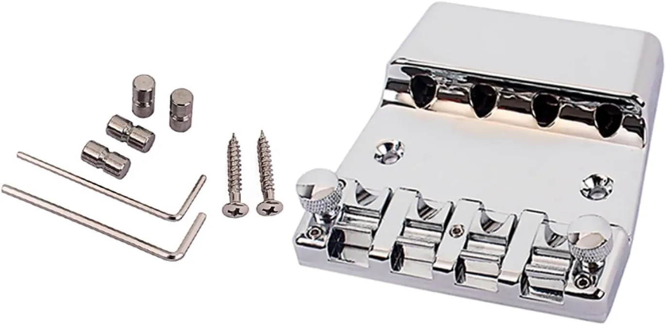 4 Strings Fixed Bass Bridge Accessories 4 Strings Bass Bridge Saddles for Rickenbacker Electric Guitar Parts Accessories