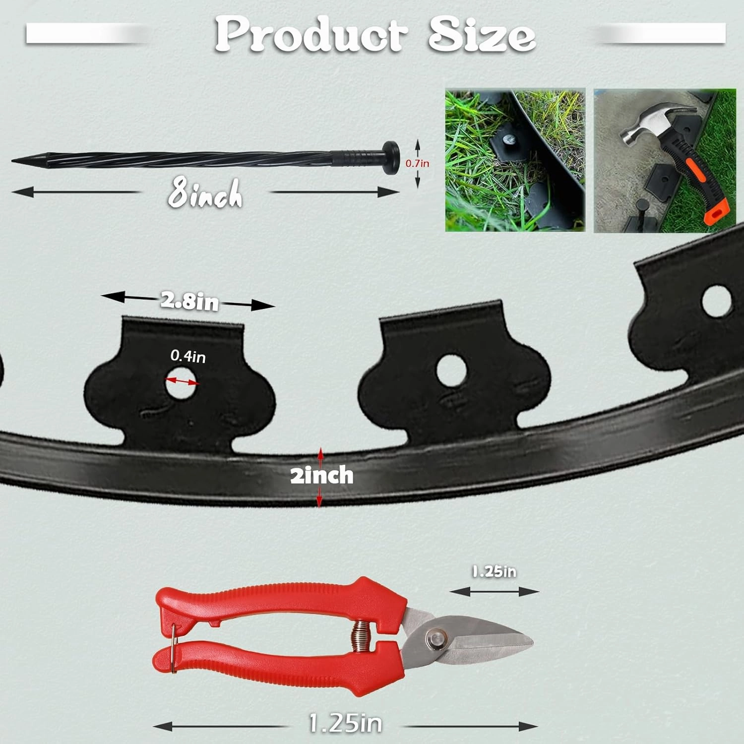 40 ft Fence Edging for Landscaping Include Garden Pruning Scissors,40 Spikes,40 ft Lawn Edging Edging for Landscaping Edging and Garden Edging and Garden Border(Black-40ft)