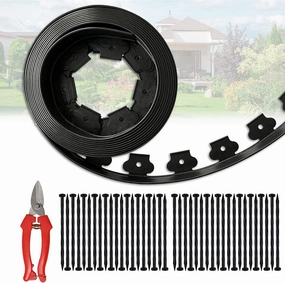 40 ft Fence Edging for Landscaping Include Garden Pruning Scissors,40 Spikes,40 ft Lawn Edging Edging for Landscaping Edging and Garden Edging and Garden Border(Black-40ft)