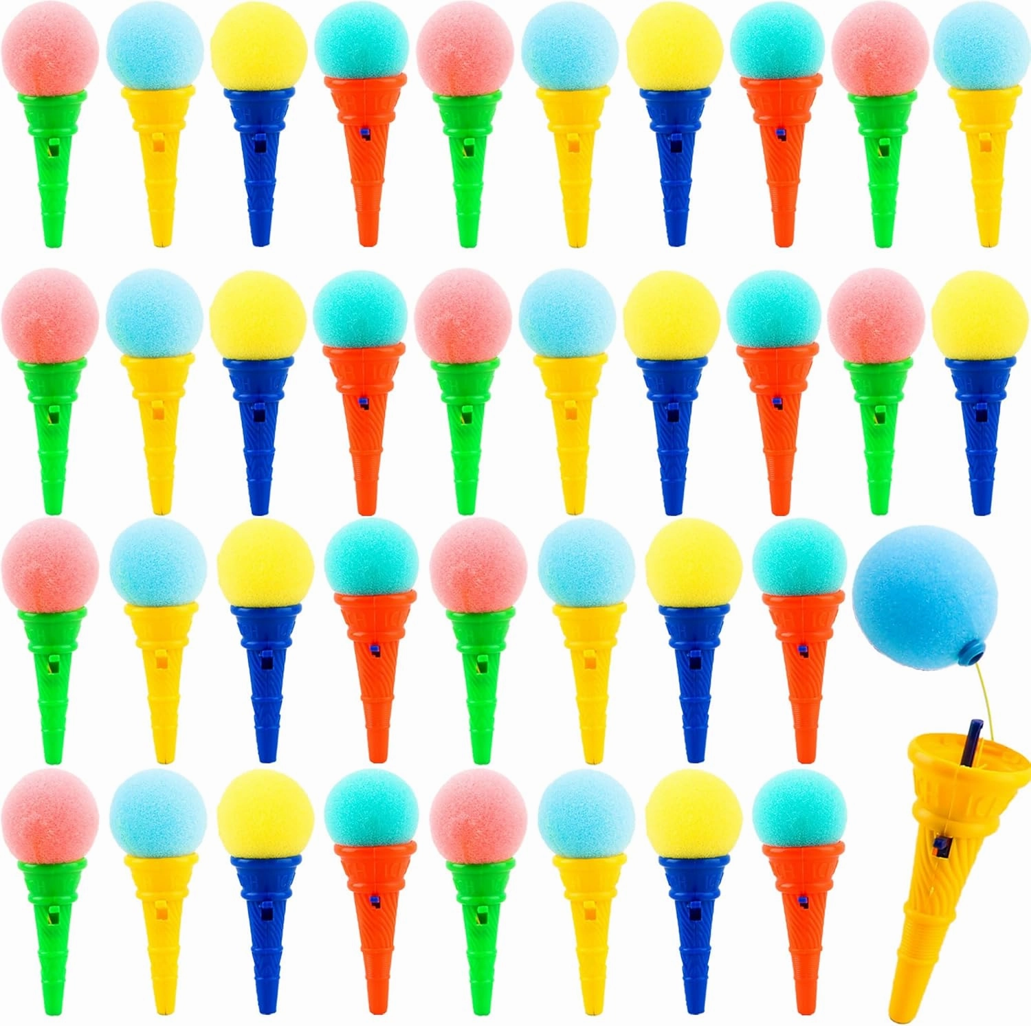 40 Pcs Ice Cream Shooters Toy 4 Inch Ice Cream Cone Foam Ball Launcher Toy for Kids Birthday Party Favors Carnival Prizes Goody Bag Fillers