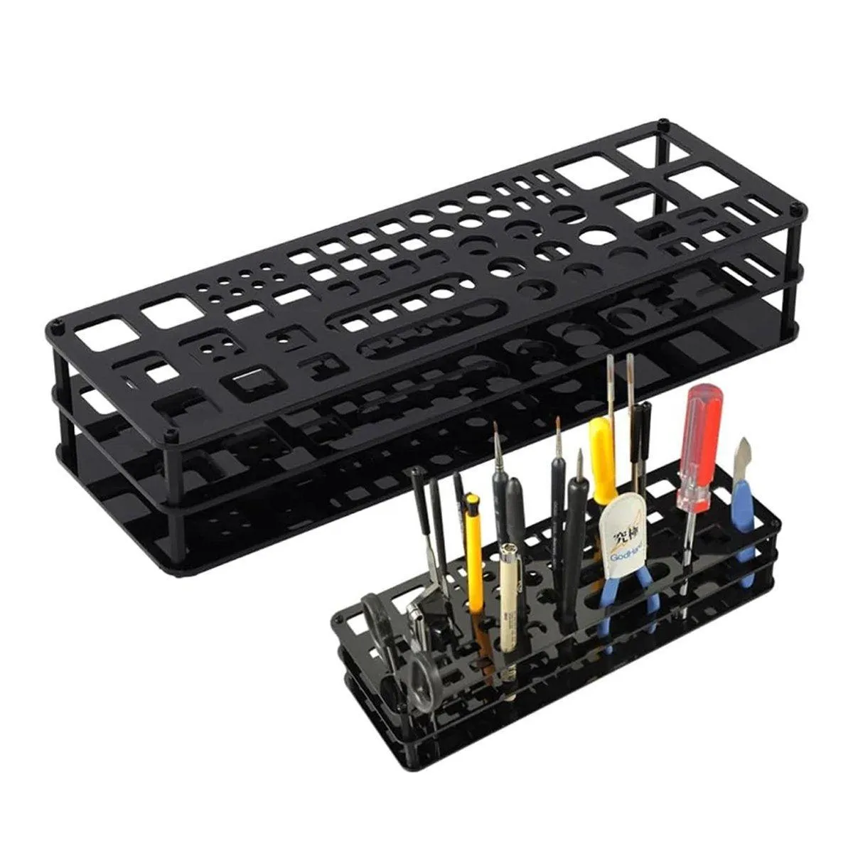 45-Hole Screwdriver Rack Acrylic Tool Stand Desk Tool Holder Work Bench Organizer