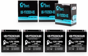 4-Pack UB-YTX20CH-BS Battery Replacement for 2012 Piaggio-Gilera Fuoco 500ie 500 CC Scooter - Factory Activated, Maintenance Free, Motorcycle Battery - 12V, 18AH, UpStart Battery Brand