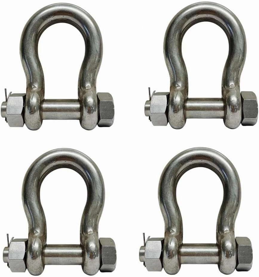 4 Pc Stainless Steel T316 Drop Forged 3/4" Bolt Pin Anchor Shackle 6000 Lb WLL