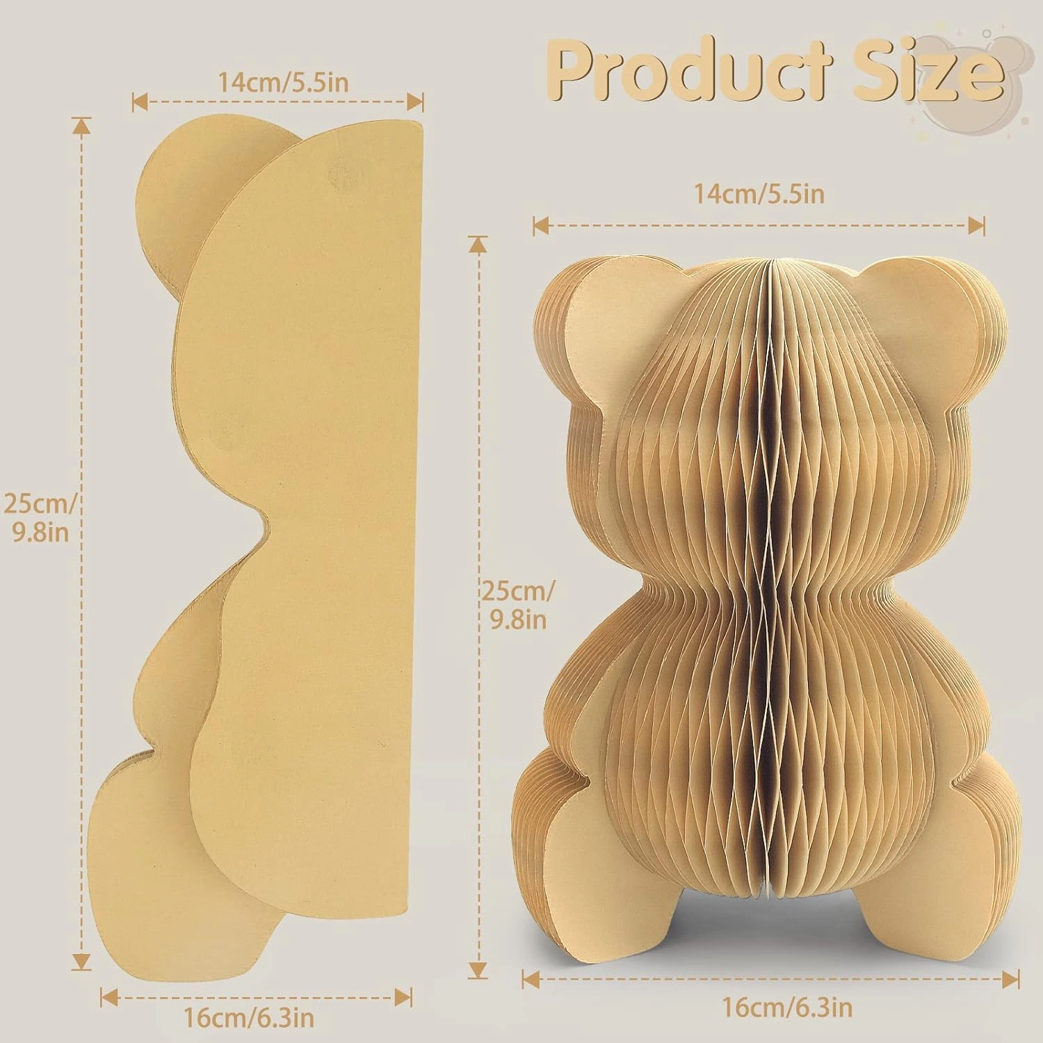 4 Pcs Bear Honeycomb Centerpieces, 10" Cute Bear Table Toppers for We Can Bearly Wait Baby Shower Decorations, Bear Themed Birthday Party Supplies