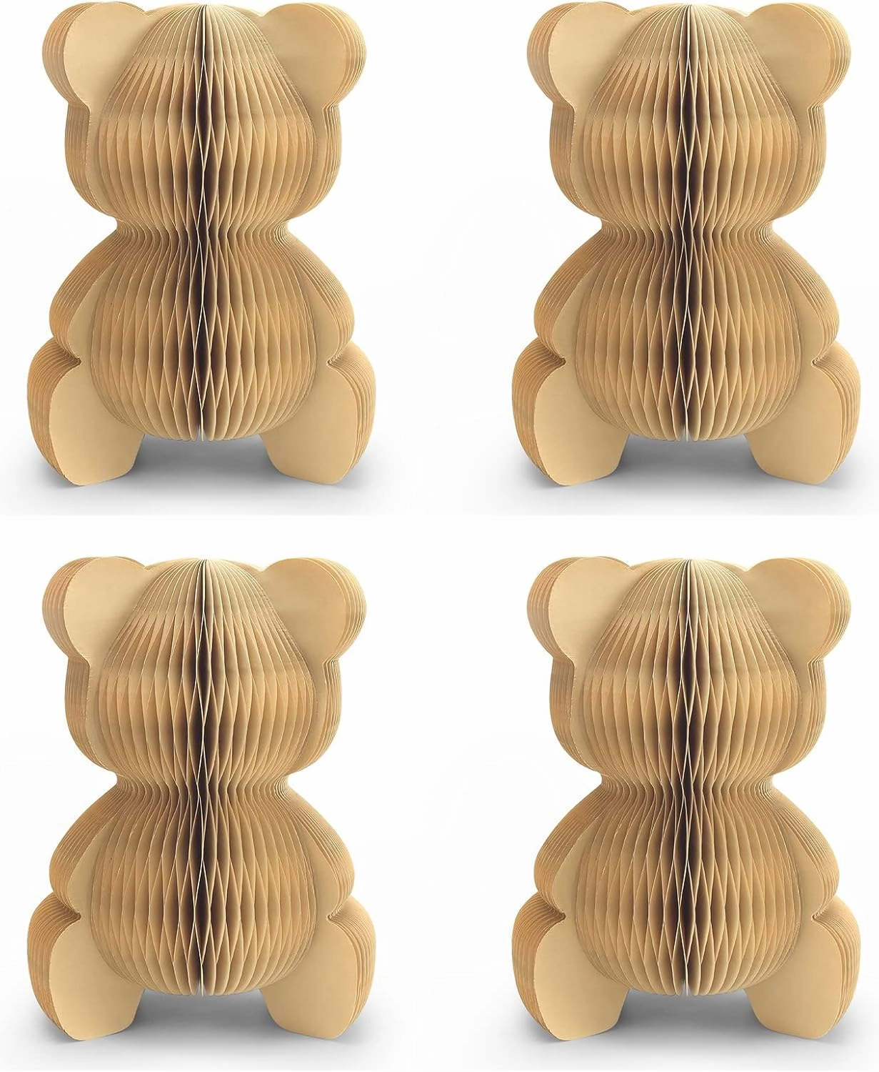 4 Pcs Bear Honeycomb Centerpieces, 10" Cute Bear Table Toppers for We Can Bearly Wait Baby Shower Decorations, Bear Themed Birthday Party Supplies