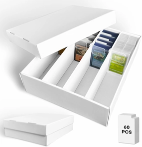 4 Row Trading Card Storage Box, 3200 Count Cardboard Card Box for MTG TCG Baseball Sports Cards Collection, Top loader Storage Boxes, includes Card Dividers & Stoppers,2 Boxes