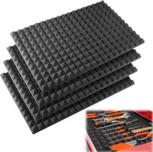 4PCS 23.8" X 15.8" Tool Box Liner, Trap Mat Universal Tool Drawer Liner, Non-Slip Toolbox Drawer Liners, Professional Foam Drawer Liner for Cabinet, Shelf, Workbench, Protect Tools