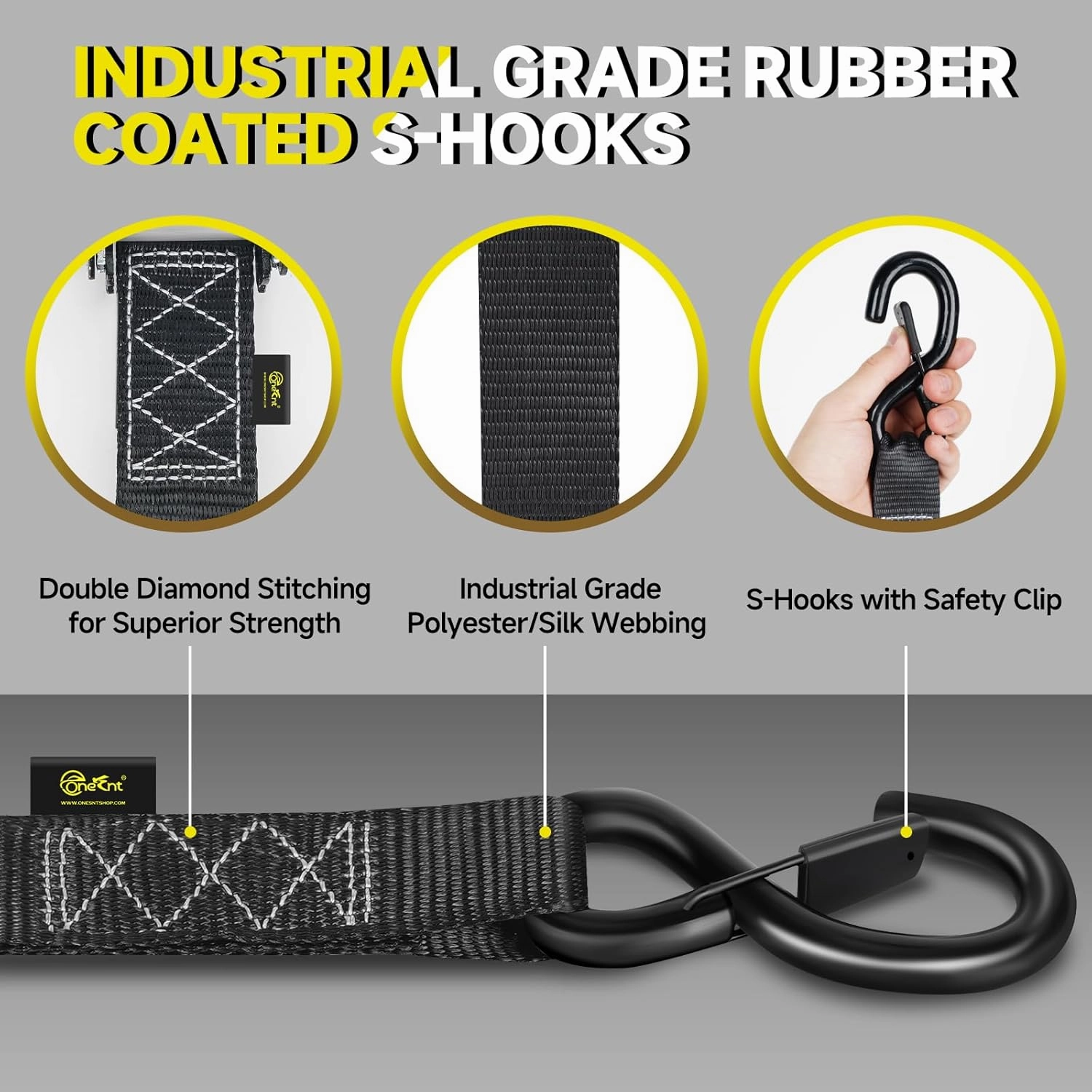 4Pcs 1.6”x16ft Heavy Duty Ratchet Straps with Padded Handles Coated S Hooks Soft Loop Tie-Downs-6000 Pound Break Strength for Ratchet Strap Tie Down Kit