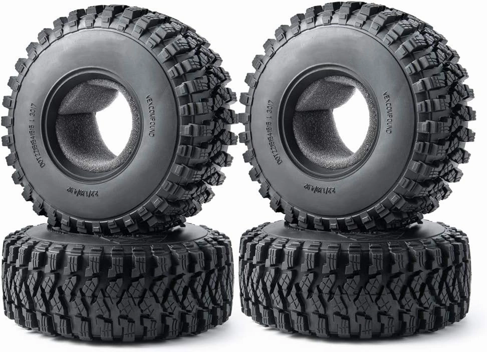 4pcs 2.2'' Rubber Tires OD with Foam 125mm for 1:10 RC Crawler Axial Wraith 90048 RR10 RC Car
