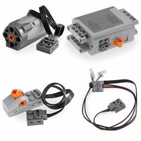 4pcs Technic-Motor Set with Motor-Swith-Light-Cable, Battery-Box, Compatible with Technic-Parts