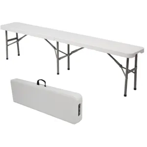 5 ft. White Plastic Fold-In-Half Folding Bench