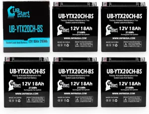 5-Pack UB-YTX20CH-BS Battery Replacement for 2013 Piaggio-Gilera Fuoco 500ie 500 CC Scooter - Factory Activated, Maintenance Free, Motorcycle Battery - 12V, 18AH, UpStart Battery Brand