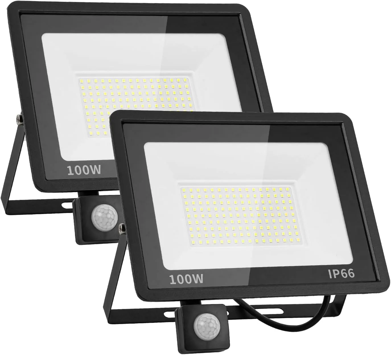 50W Motion Sensor Flood Lights Outdoor, 2 Pack Induction LED Lights, IP66 Waterproof Security Floodlight, Daylight Outside Flood Lighting for Backyard Garage Patio Lawn Garden