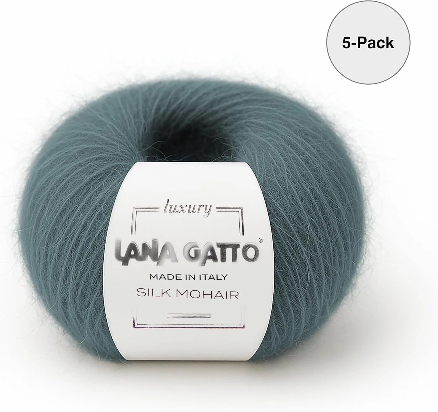 5 Skeins, Silk Mohair Luxury Yarns, Premium and Soft Blend for Knitting and Crocheting, Made in Italy (Green - 30486, 5)