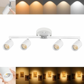 5Color LED Track Lighting Kit 4 Lights Dimmable 48W Track Light,Zoomable15°/24°/36°/45°/60°-2700K/3000K/3500K4000K/5000K,Track Lighting for Accent Task Kitchen,Lumen 4800 (White, 48W)