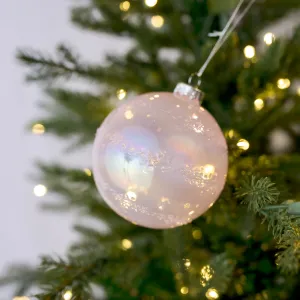 5" Blush Etched Glass Ornament (CLR)