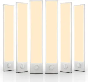 6 Pack Under Cabinet Lighting Wireless, 50 LED Rechargeable Battery Motion Sensor Light Indoor, Stick On Magnetic Closet Lights, Under Counter Lights for Kitchen, Stairs, Warm 12 in