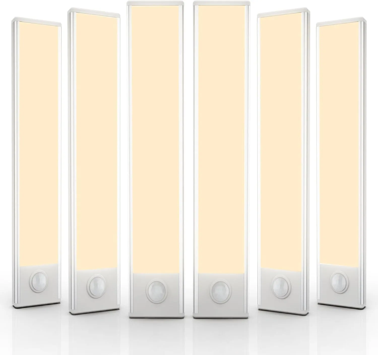 6 Pack Under Cabinet Lighting Wireless, 50 LED Rechargeable Battery Motion Sensor Light Indoor, Stick On Magnetic Closet Lights, Under Counter Lights for Kitchen, Stairs, Warm 12 in