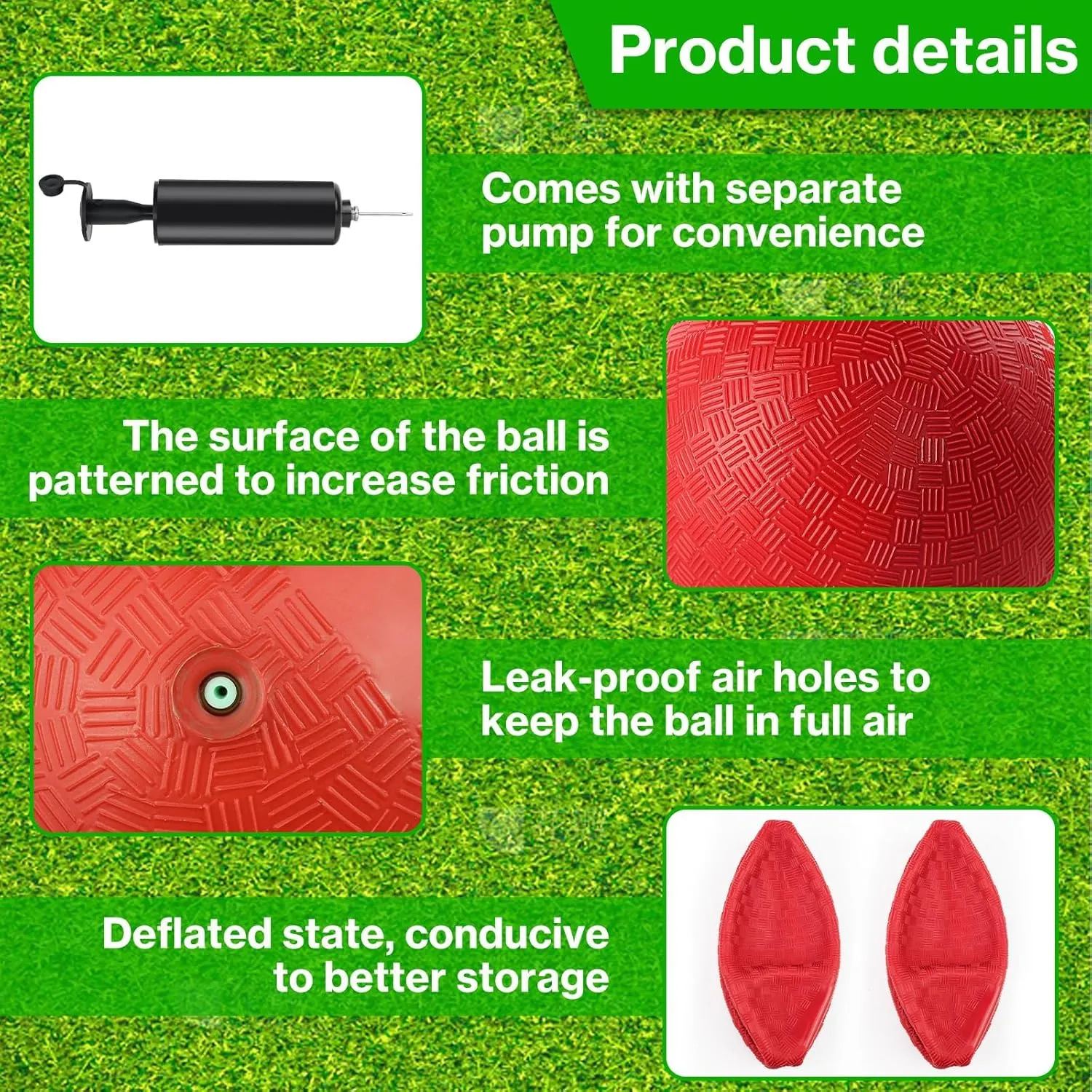 6 Pcs Dodgeballs 8.5 Inch Playground Ball Red Kickball Inflatable Rubber Handball Bouncy Dodge Ball with 1 Hand Pump for Outdoors Ball Games Gym Camps Picnic (Needle is at The Top of The Pump)