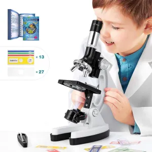 62-pcs Microscope for Kids 5-7 8-12, Kids Microscope Kit with 13 Prepared & 27 Blank Slides, Science Experiments Kits STEM Toys for Kids 3 4-6 7 8 9 10 11 12 Birthday Gifts 2024