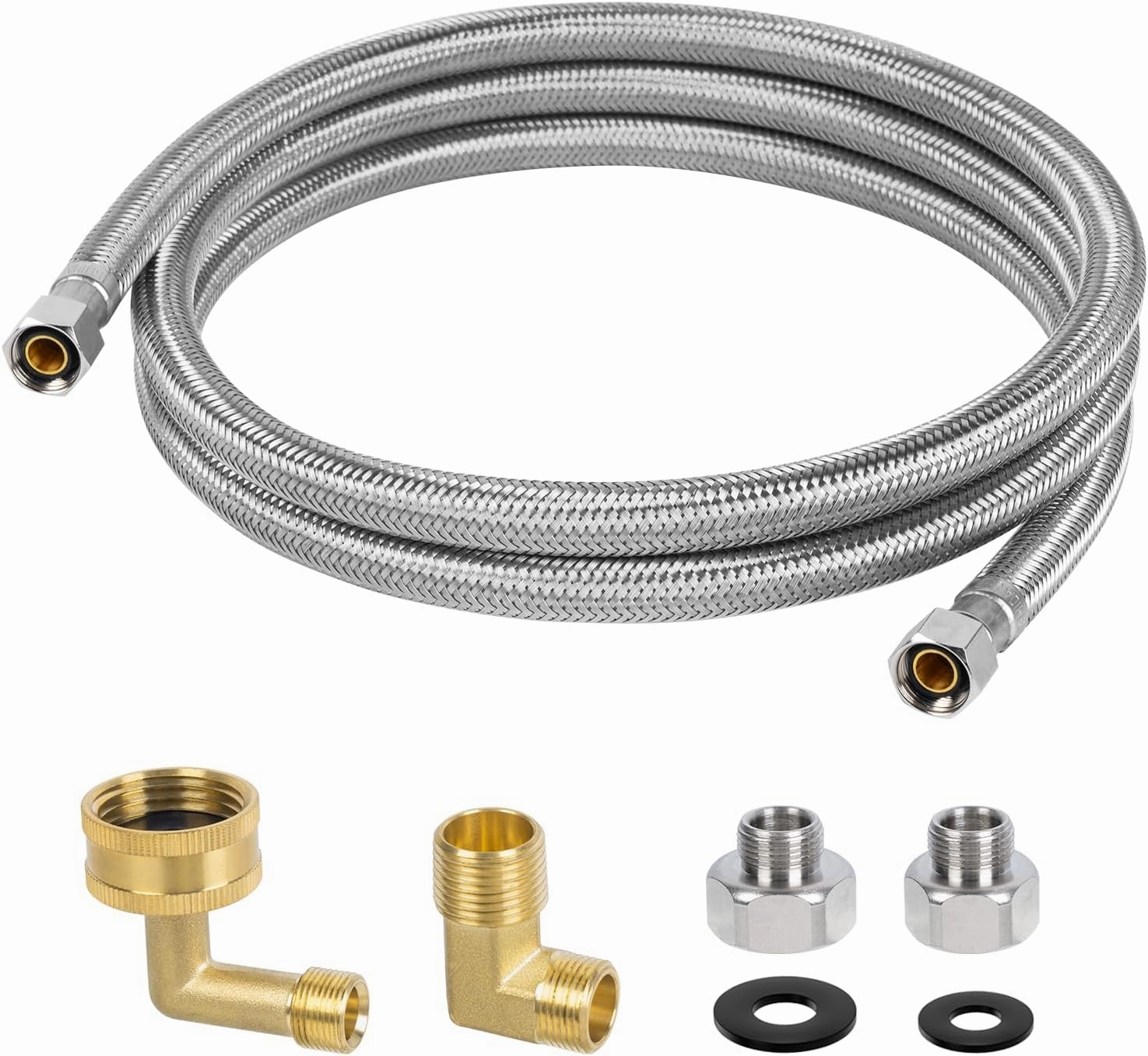 6 FT Dishwasher Installation Kit, Stainless Steel Dishwasher Water Supply Line with 3/8" Compression Dishwasher Connectors, Short Distance Connection