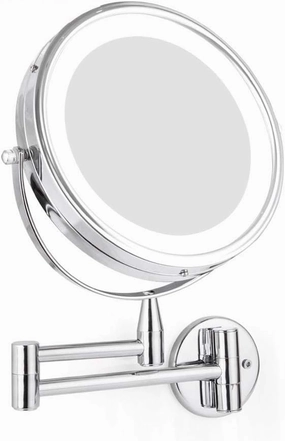 6 Inch Folding Makeup Mirror Magnifying LED Lighted Vanity Mirror, Portable Illuminated Bathroom Shaving Mirror 360° Swivel for Bathroom and Spa,3xmagnifying(5xmagnifying)