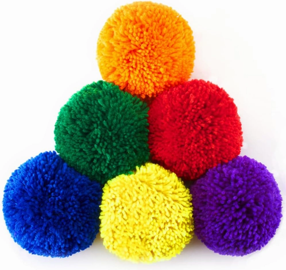 6-Pack Soft Fleece Balls Large 5-inch Dodgeball Playground Balls, Rainbow Pack Size for Dodge Ball, Handball, Camps and Schools