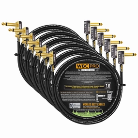 6 Units - 24 Inch - WBC-PRO-PEDAL – 22 AWG - Low-Cap (18pF/ft) – Pro-Grade – Graphite-based - Dual-Shielded Pedal, Effects, Patch, instrument cable with Eminence Tiny Gold Plated Angled TS Connectors