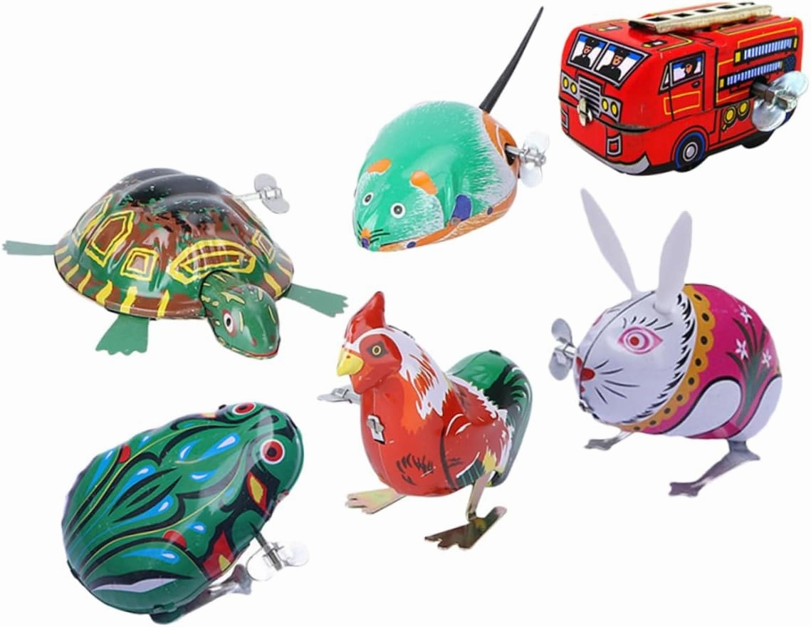 6pcs Random Style Clockwork Iron for Safe Smooth Wind Up Playthings Fun Animal Designs No Battery Required for Early Learning Imaginative Play Random Color