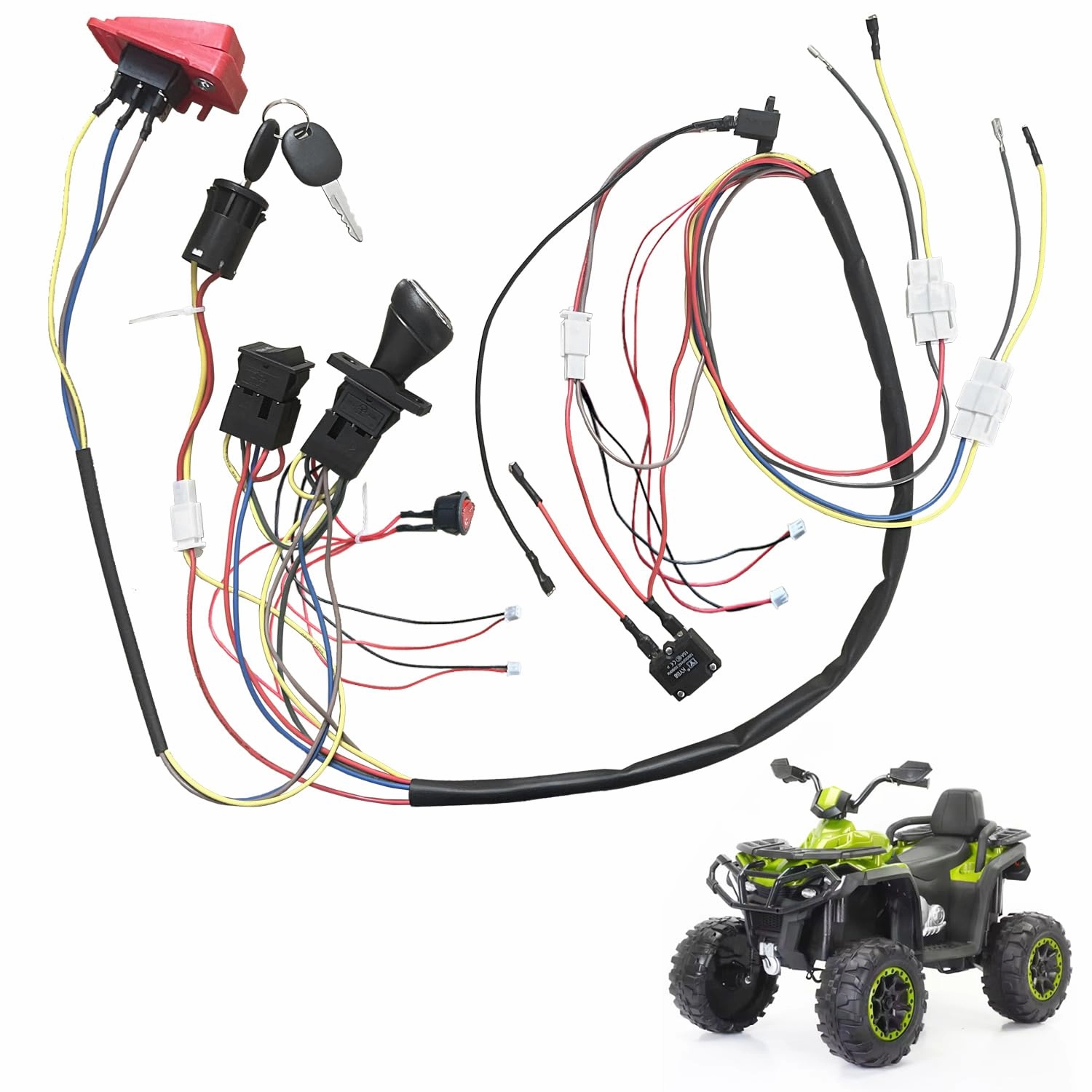 6V 12V 18V 24V DIY Wires Harness Electric Conversion Kit for Kid's Ride On Toys Car,Set of Wire Harness Switch for Children Power Wheels Trax Upgrade Replacement Parts
