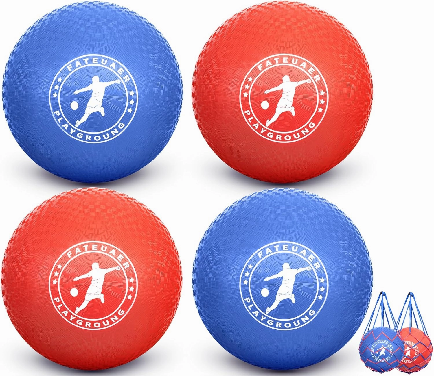 8.5 Inch Kickball Set, Dodgeballs 2 Pack, Playground Balls Gift for Kids & Adults, Bouncy Balls Includes Pump and Storage Bag, Handball for Outdoor & Indoor Games, Official Size for Camps and Schools