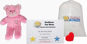 8" Pink Heart Patches Bear Make Your Own *NO SEW* Stuffed Animal Kit