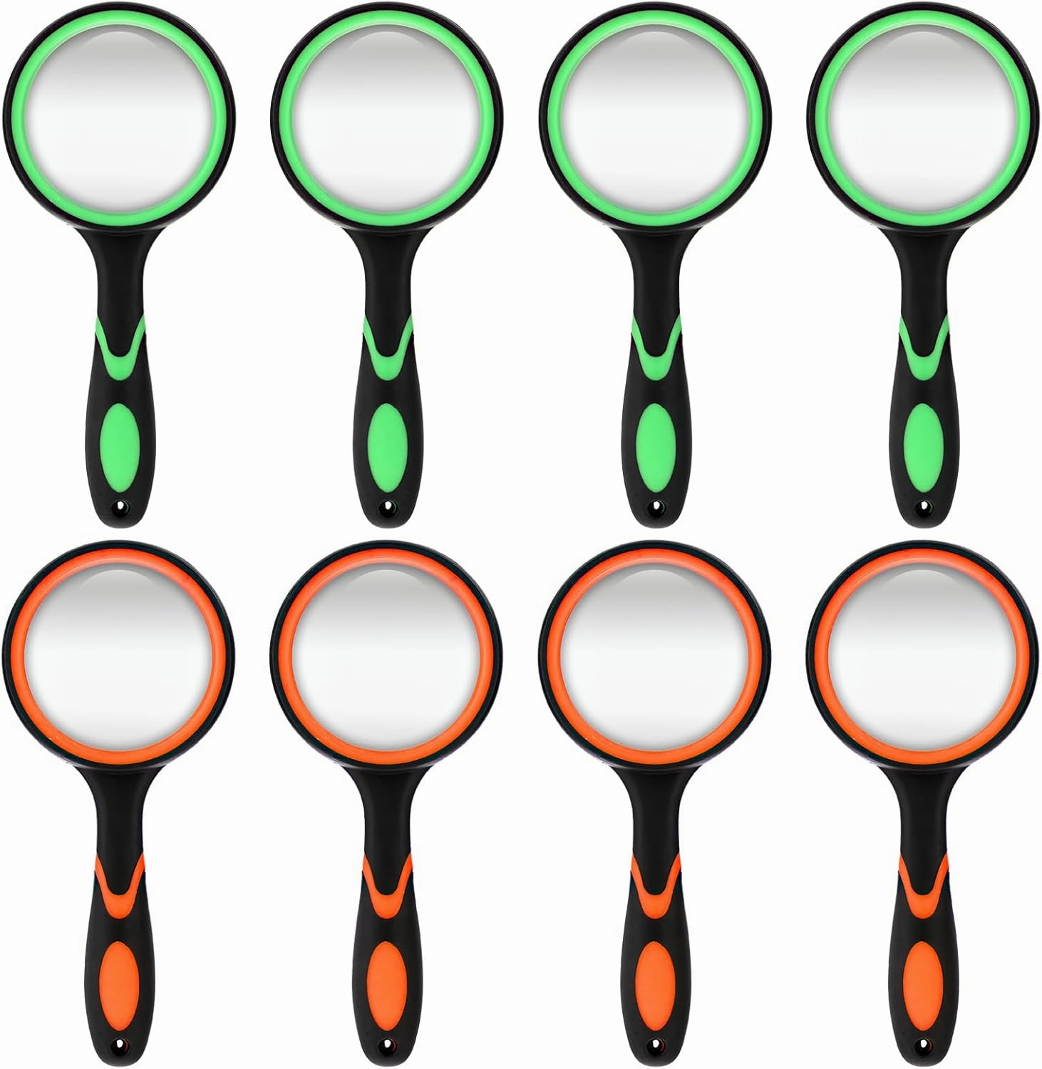 8Pack Handheld Magnifying Glass, 10X Small Magnifying Glass Reading Magnifiers with Non-Slip Soft Handle for Seniors Book Newspaper Reading and Kids Classroom Science(50MM)