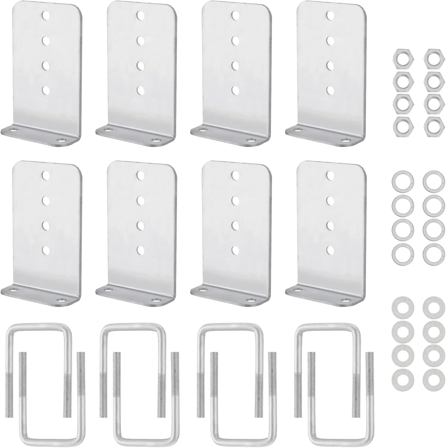 8" L-Type Boat Trailer Bunk Brackets, Galvanized Steel L-Shape Bunk Board Kits Suitable for 3x3 Crossmembers, 8 Pack