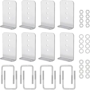 8" L-Type Boat Trailer Bunk Brackets, Galvanized Steel L-Shape Bunk Board Kits Suitable for 3x3 Crossmembers, 8 Pack