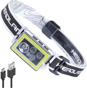 9 Lighting Modes Water Resistant Rechargeable Sensor Headlamp, Adjustable Strap XPG COB LED Head Torch, for Kids Adults, Running, Camping, Hiking