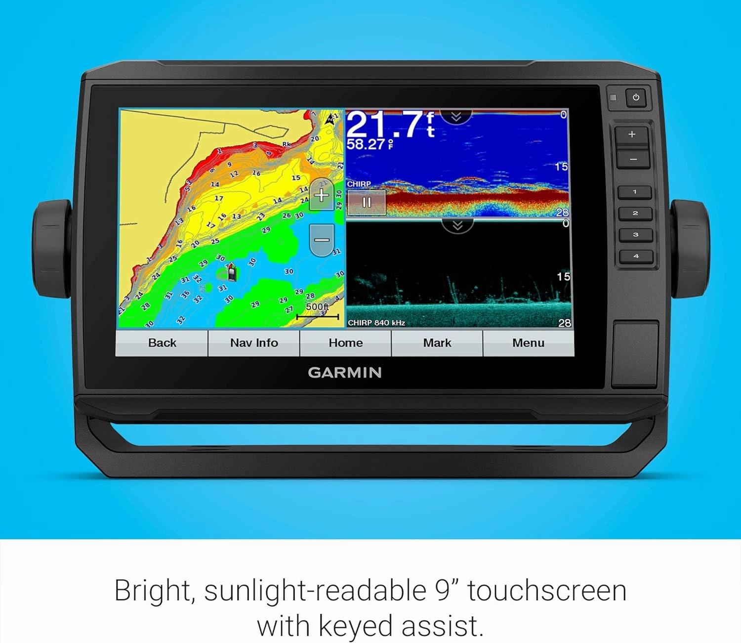 "Garmin ECHOMAP UHD 93sv with GT56UHD-TM Transducer, 9"" Keyed-Assist Touchscreen Chartplotter with U.S. LakeVü g3 and Added High-Def Scanning Sonar" (010-02523-01)