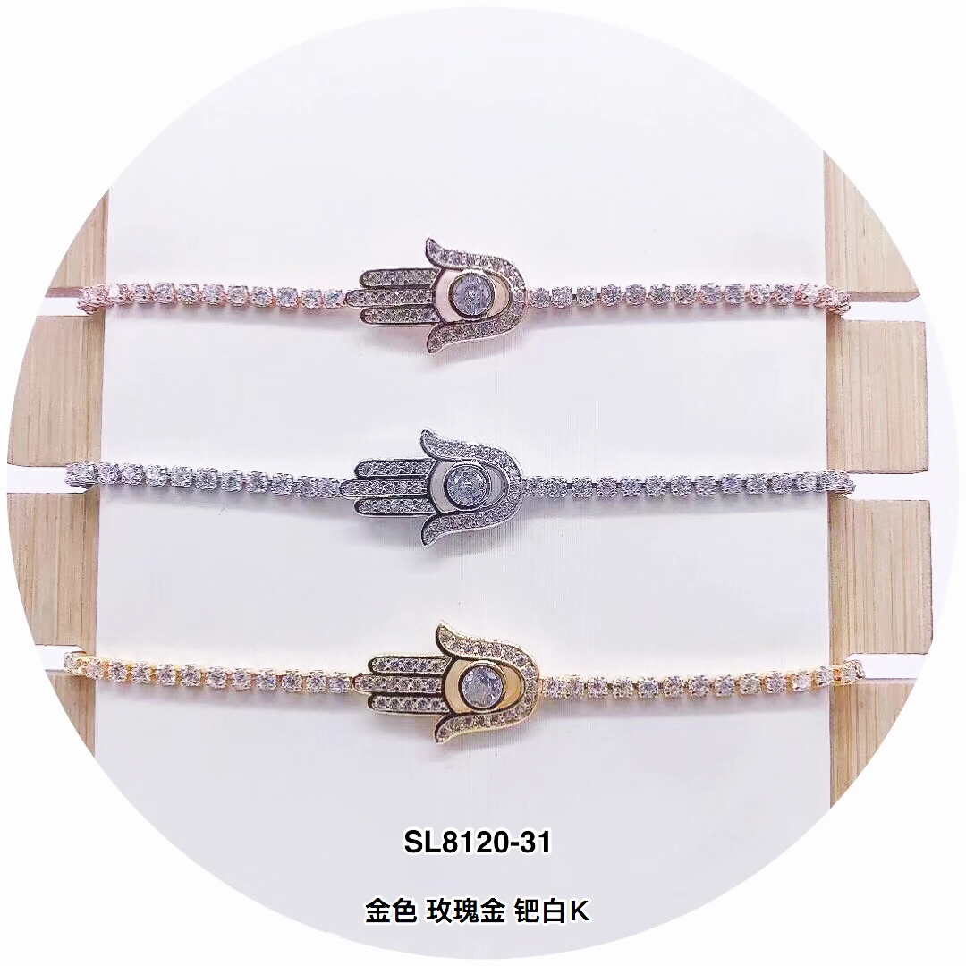 "hand" Shape C.Z  Crystal Adjustable Bracelet