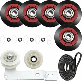 [Upgraded 5-Wheel] 4392067 Dryer Repair Kit & W10837240 Dryer Idler Pulley Kit - for Whirlpool Cabrio Duet, Kenmore,May.g Bravos XL Dryers - with WPW10314173 Drum Roller,Dryer Belt,Idler Pulley