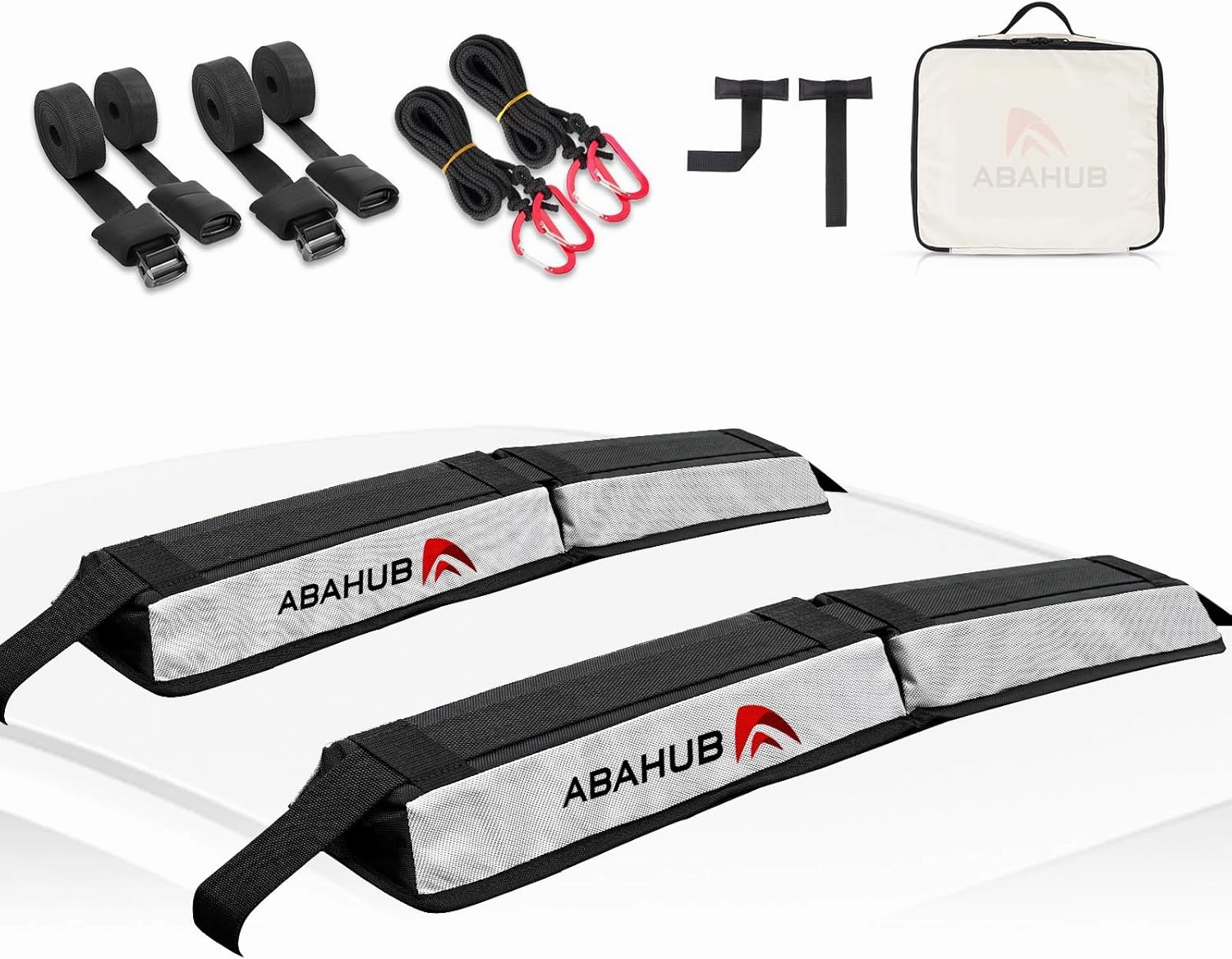 Abahub Soft Roof Rack Pads for Surfboard, SUP, Kayak, Canoe, Heavy Duty Universal Car Roof Racks System for Padle Boards, Compatible with SUVs, Sedans, Hatchbacks, 2-Door or 4-Door Cars